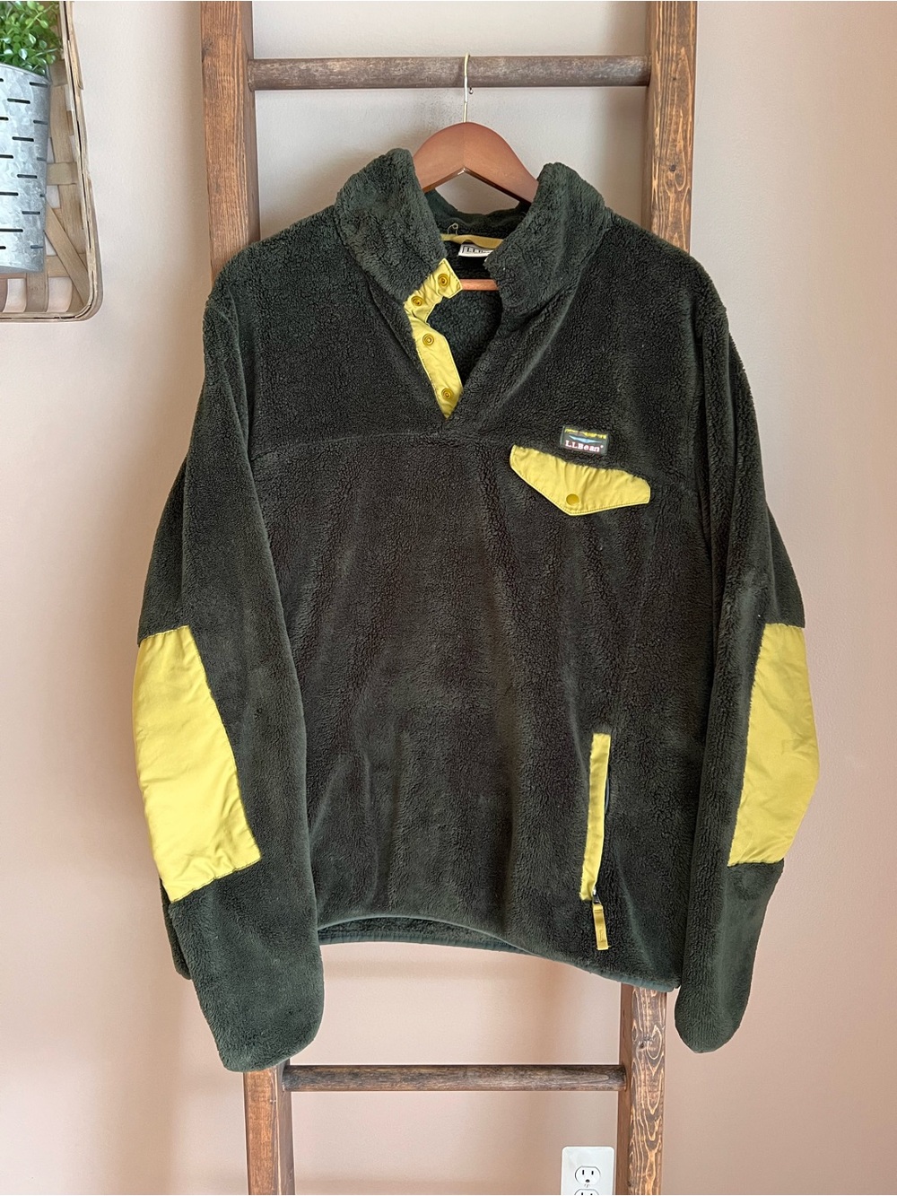 L.L. Bean Dark Green Fleece Pullover L Tall
